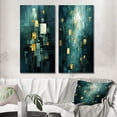 thumbnail image 1 of Designart "Tranquil Serenity Abstract in Turquoise and Gold I" Abstract Painting Wall Art Set Of 2 - Modern Gold Gallery Wall Set For Home Decor, 1 of 6