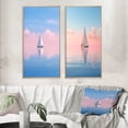 thumbnail image 1 of Designart "Tranquil Solitary Sailboat at Pastel Sunset I" Boat Framed Wall Art Set Of 2 - Modern Pink Frame Gallery Set For Office Decor, 1 of 6