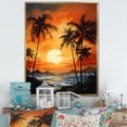 thumbnail image 1 of Designart "Tranquil Sunset In Tangerine Twilight In The Tropics" Palms & Palm Trees Floater Framed Canvas Wall Art, 1 of 5
