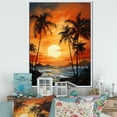 thumbnail image 1 of Designart "Tranquil Sunset In Tangerine Twilight In The Tropics" Palms & Palm Trees Floater Framed Canvas Wall Art, 1 of 5