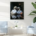 thumbnail image 1 of Designart "Tranquil Swan Family Scene II" Animals Swans Floater Framed Wall Art Prints, 1 of 5