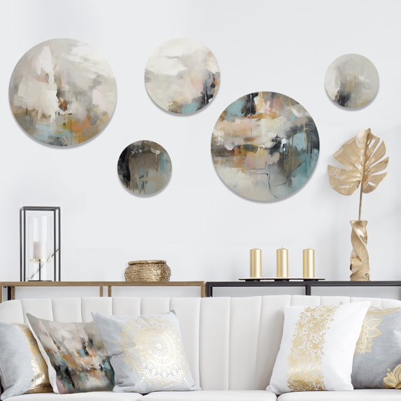 Designart "Tranquil Waters with Marbled Elegance III" Abstract Marble Metal Wall Art Set of 5 Piece