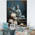 thumbnail image 1 of Designart "Tranquil Zen with Blue Buddha Statue II" Spiritual Framed Wall Art - Global Blue Meditation Entryway Framed Wall Art, 1 of 6