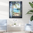 thumbnail image 1 of Designart "Tranquility by the Beach Window Views I" Coastal Framed Wall Art - Coastal Green Coastal Windows Hallway Framed Wall Art Decor, 1 of 6