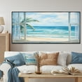 thumbnail image 1 of Designart "Tranquility by the Beach Window Views III" Oversized Coastal Framed Wall Art - Coastal Blue Coastal Windows Hallway Framed Wall Art Decor, 1 of 7