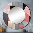 thumbnail image 1 of Designart "Transcendent Angles in Pink II" Abstract Shapes Rund Mirror For Wall Decor - Large Pink Round Print Mirror - Round Glam Mirror 23" x 23" Inch - Wall Mounted Round Large Mirror, 1 of 5