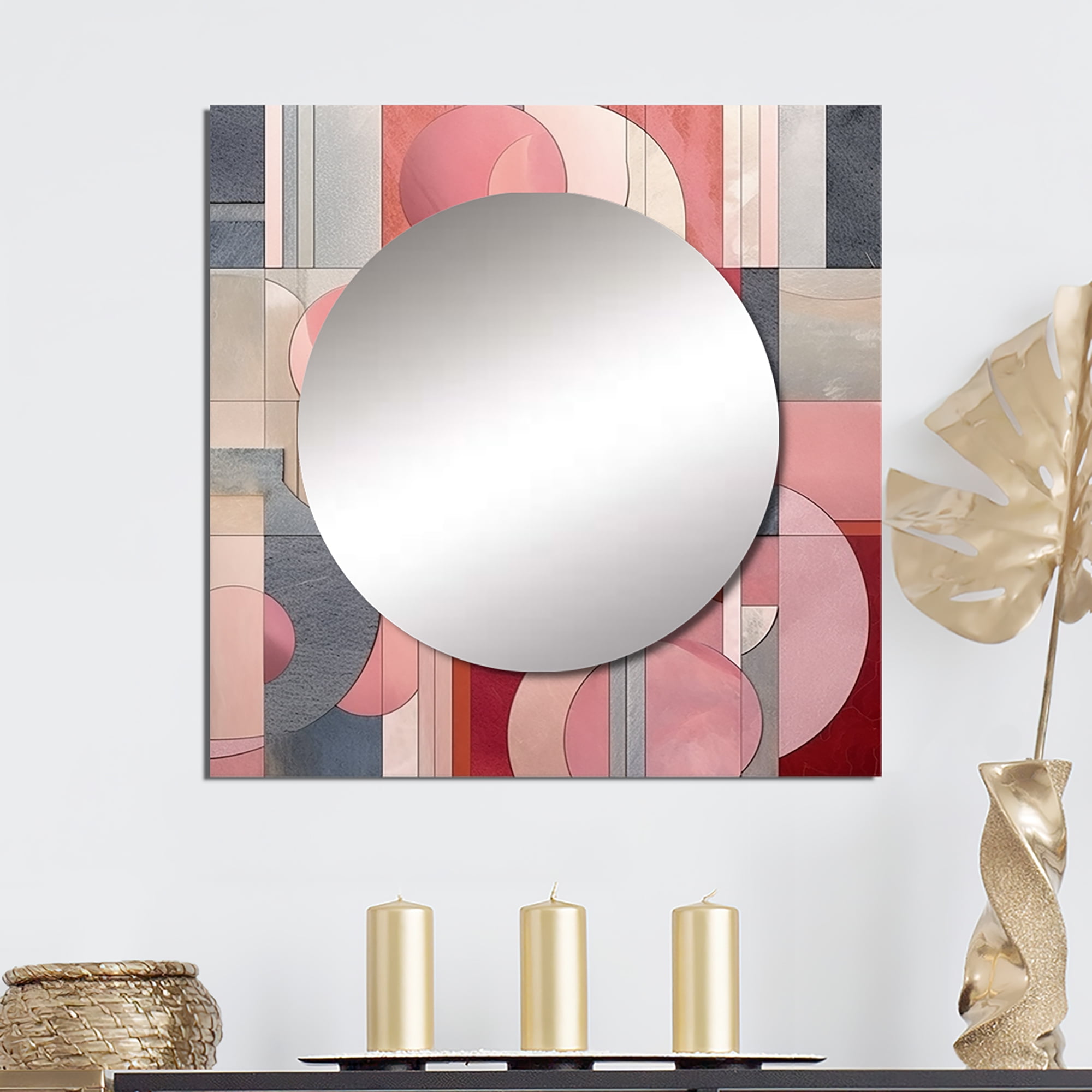 Designart "Transcendent Angles in Pink IV" Abstract Shapes Square