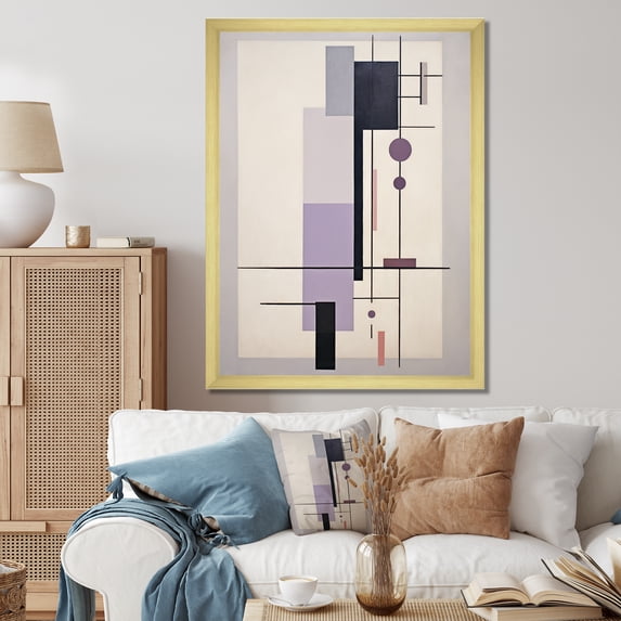 Designart "Transcendent Geometries Purple Suprematism I" Abstract Floater Framed Canvas Art Print