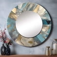 thumbnail image 1 of Designart "Transcendent Liquid Ink Blue and Gold I" Abstract Marble Rund Mirror For Wall Decor - Large Blue Round Print Mirror - Round Modern Mirror - Wall Mounted Round Large Mirror - 23" x 23", 1 of 6