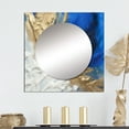 thumbnail image 1 of Designart "Transcendental Abstract In Blue And Gold II" Abstract Painting Square Mirror For Wall Decor - Large Gold Square Printed Wall Mirror Art - Wall Mounted Square Large Mirror, 1 of 5