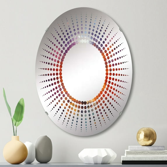 Designart "Transcendental Awareness Through Meditation I" Meditation Starburst Round Wall Mirror - Spiritual Oval Printed Decorative Mirror - Multiple Color Options