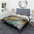 thumbnail image 1 of Designart "Transcending Reality in Green and Pink" Abstract Painting Bedding Covert Set - Modern Green Abstract Bed Set With 2 Shams, 1 of 6