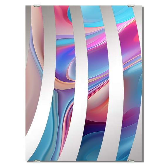 Designart "Transitional Shapes in Blue and Pink I" Abstract Modern Shapes Transitional Oversized Wall Mirror - Modern Abstract Bedroom Wall Mirror Large - Multiple Color Options