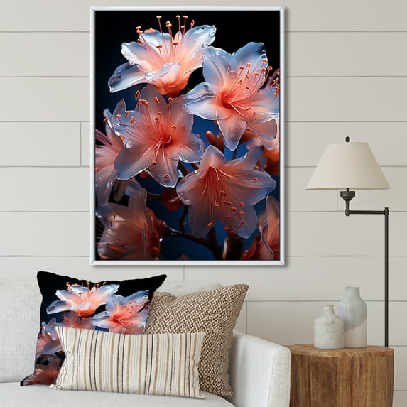 Designart "Translucent Floral Delight I" Rhododendron Floater Framed Canvas Wall Art