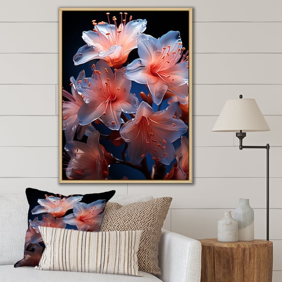 Designart "Translucent Floral Delight I" Rhododendron Floater Framed Canvas Wall Art