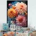 thumbnail image 1 of Designart "Transparent Beauty Of Pink And Orange Zinnias I" Zinnias Floater Framed Canvas Prints, 1 of 5