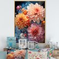 thumbnail image 1 of Designart "Transparent Beauty Of Pink And Orange Zinnias I" Zinnias Floater Framed Canvas Prints, 1 of 1