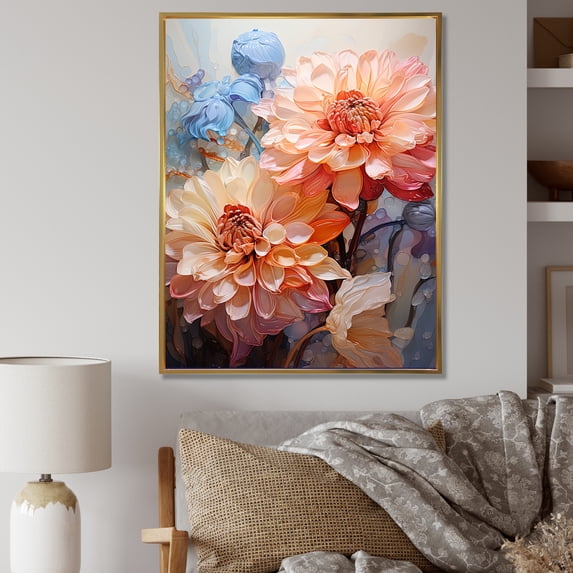 Designart "Transparent Beauty Of Pink Zinnias" Zinnias Floater Framed Wall Decor