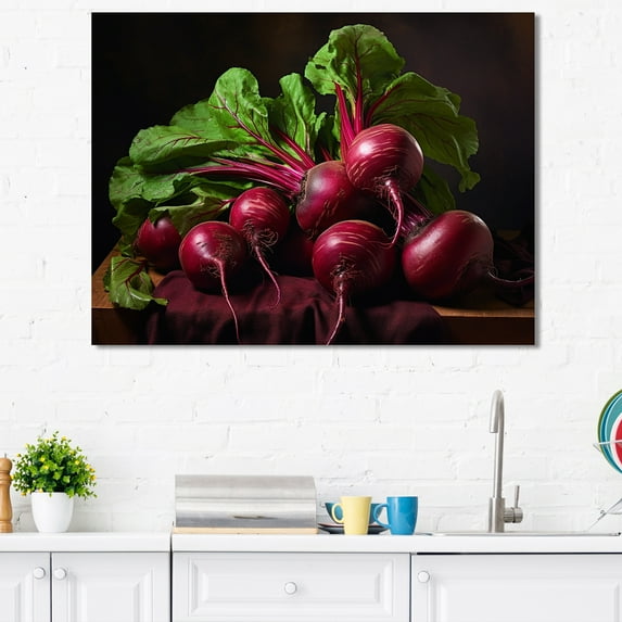 Designart "Treasured Burgundy Beetroots I" Vegetables Canvas Art Print