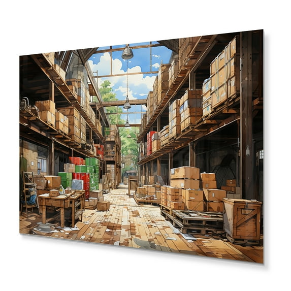 Designart "Treasures Concealed in Warehouses I" Warehouses Metal Wall Decor