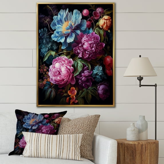 Designart "Treasures Of Radiant Peony Garden" Peonies Floater Framed Canvas Art Print