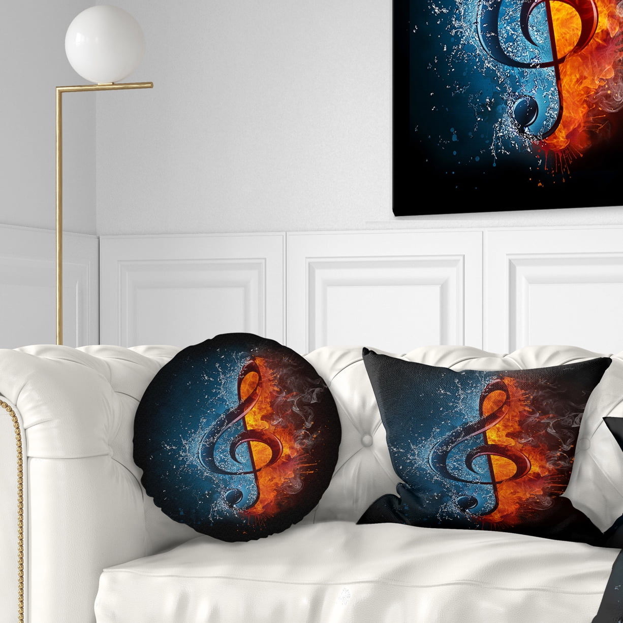 Designart Treble Clef - Abstract Throw Pillow - 12x20