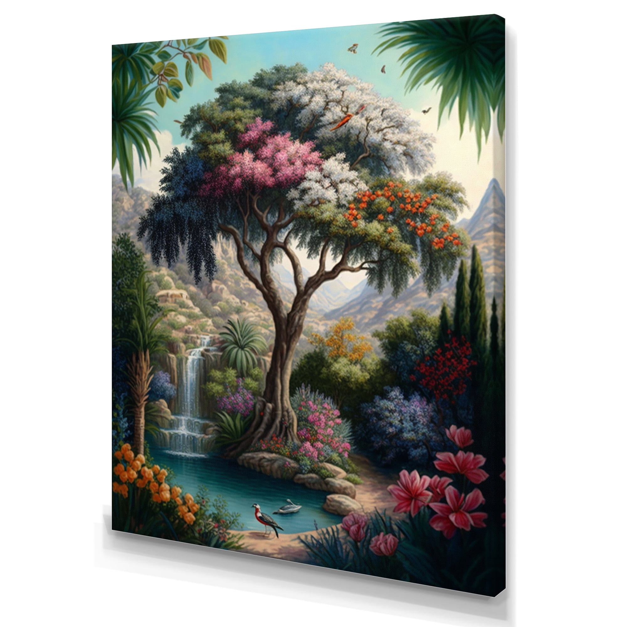 Designart Tree At The Center Of Jungle Paradise I Canvas Wall Art