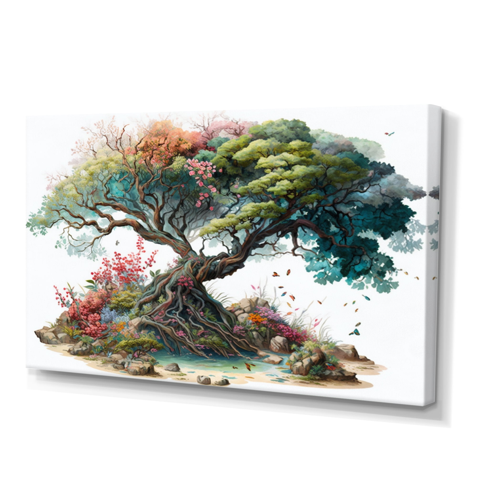 Designart Tree At The Center Of Jungle Paradise V Canvas Wall Art
