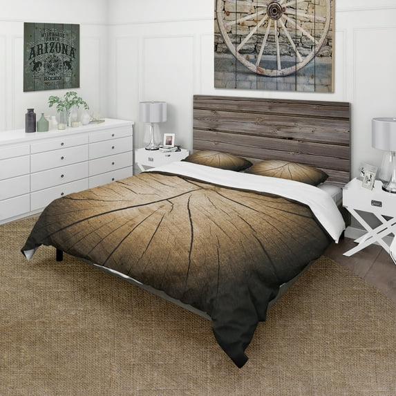 Designart 'Tree Grooves Annual Rings on Stump' Abstract Duvet Cover Set