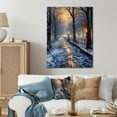 thumbnail image 1 of Designart "Tree-Lined Alley in the Park II" Winter Landscape Metal Wall Art Prints, 1 of 5