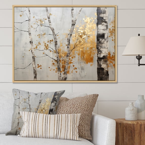 Designart "Tree Monochrome Of Gray IV" Tree Monochrome Floater Framed Canvas Print