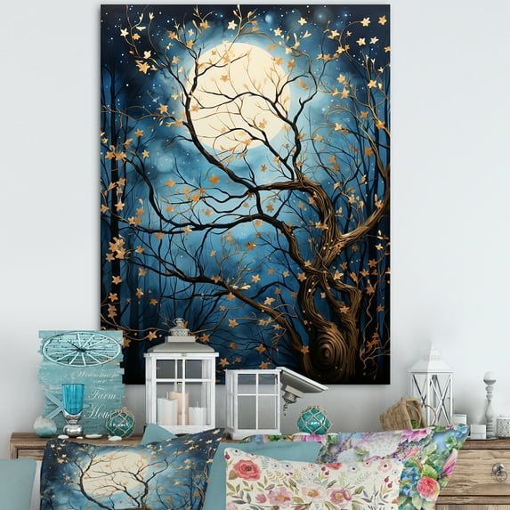 Designart "Tree Moonlit form I" Landscape Trees Wall Art Print