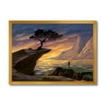 thumbnail image 1 of Designart 'Tree On A Sea Cliff At Evening Light' Lake House Framed Art Print, 1 of 4