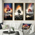 thumbnail image 1 of Designart "Tree Rainbow delicate Radiance" Floral Framed Wall Art Set Of 3 - Pink Rainbow Frame Gallery Wall Set For Home Decor, 1 of 7