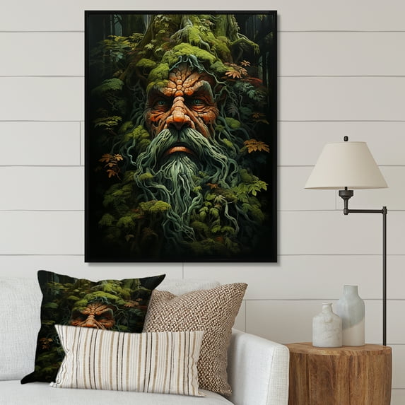 Designart "Tree Redwood Ancient Guardians Portrait I" Fantasy Floater Framed Wall Decor