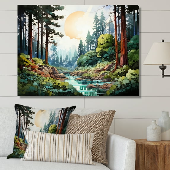 Designart "Tree Redwood Natures Forest II" Tree Redwood Canvas Wall Art