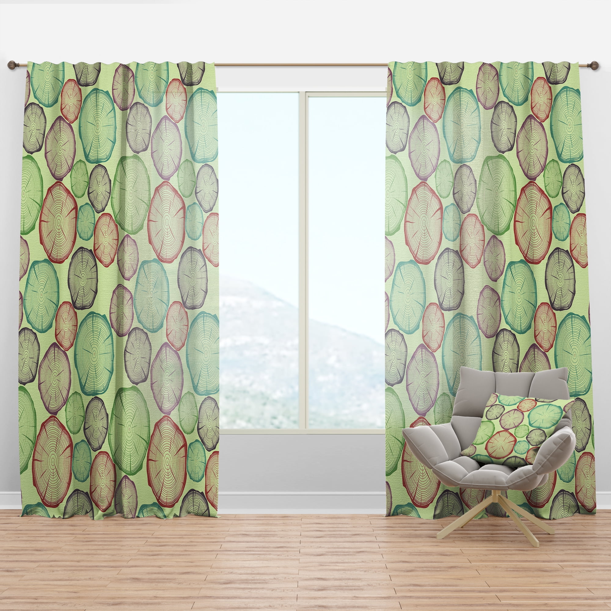 Designart 'Tree Rings With Pattern' Bohemian & Eclectic Curtain Panel