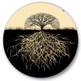 thumbnail image 1 of Designart 'Tree Silhouette With Underground Roots' Traditional Circle Metal Wall Art 29x29 - Disc of 29, 1 of 5
