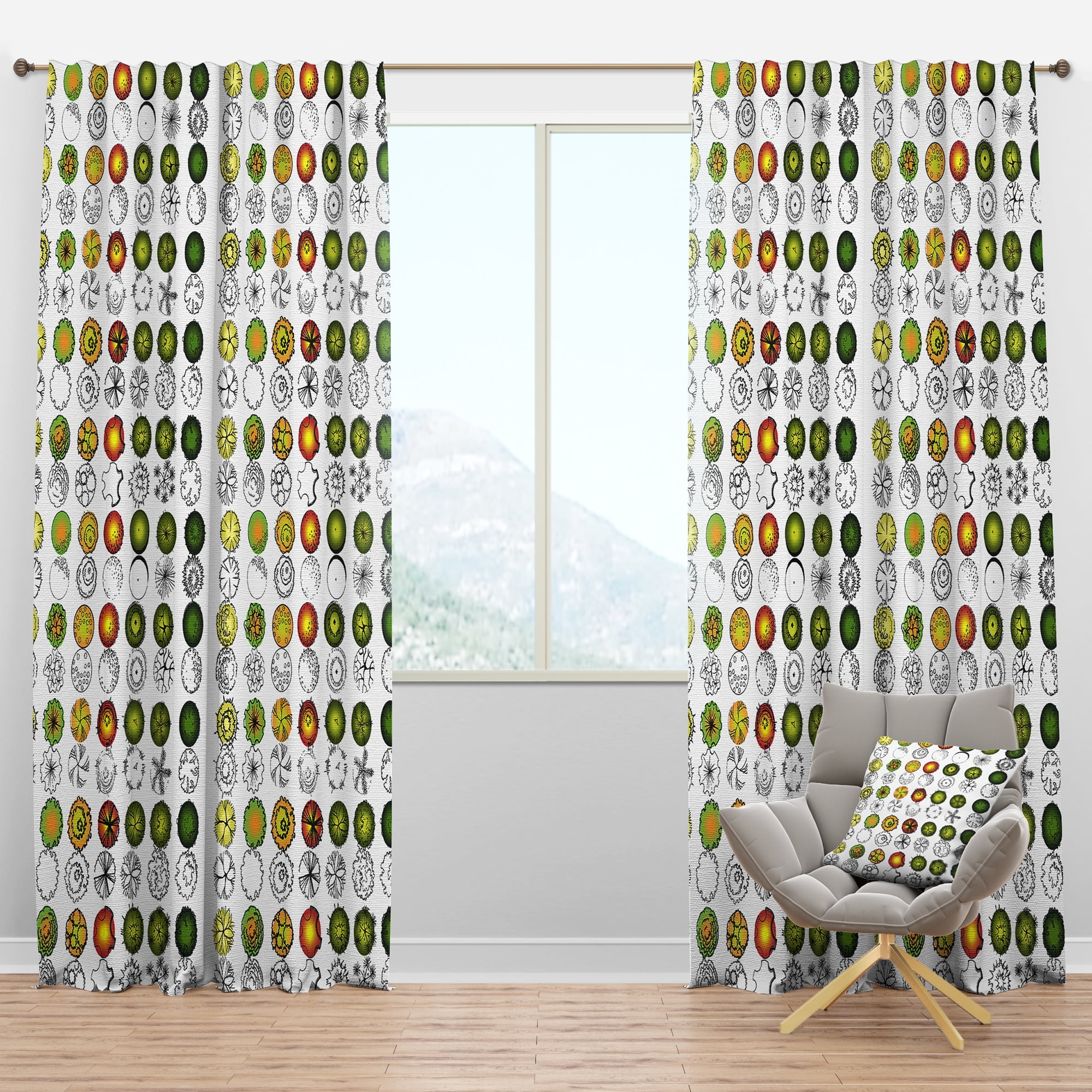 Designart 'Tree Top Retro Design' Mid-Century Modern Blackout Curtain Panel