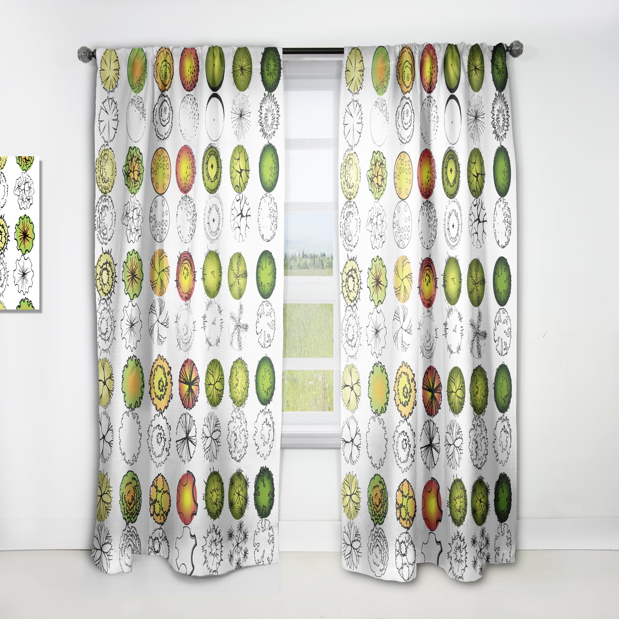 Designart 'Tree Top Retro Design' Mid-Century Modern Curtain Panel