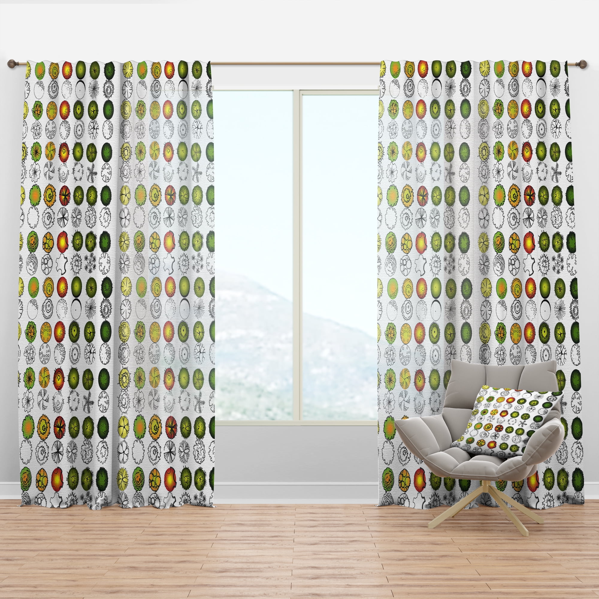 Designart 'Tree Top Retro Design' Mid-Century Modern Curtain Panel