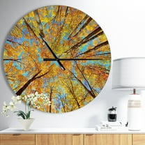 Designart 'Tree Tops in Autumn Forest ' Rustic wall clock