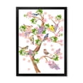 thumbnail image 1 of Designart 'Tree With Colorful Birds Sitting On Flowering Branches' Traditional Framed Art Print, 1 of 4