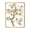 thumbnail image 1 of Designart 'Tree With Colorful Birds Sitting On Flowering Branches' Traditional Framed Canvas Wall Art Print, 1 of 5