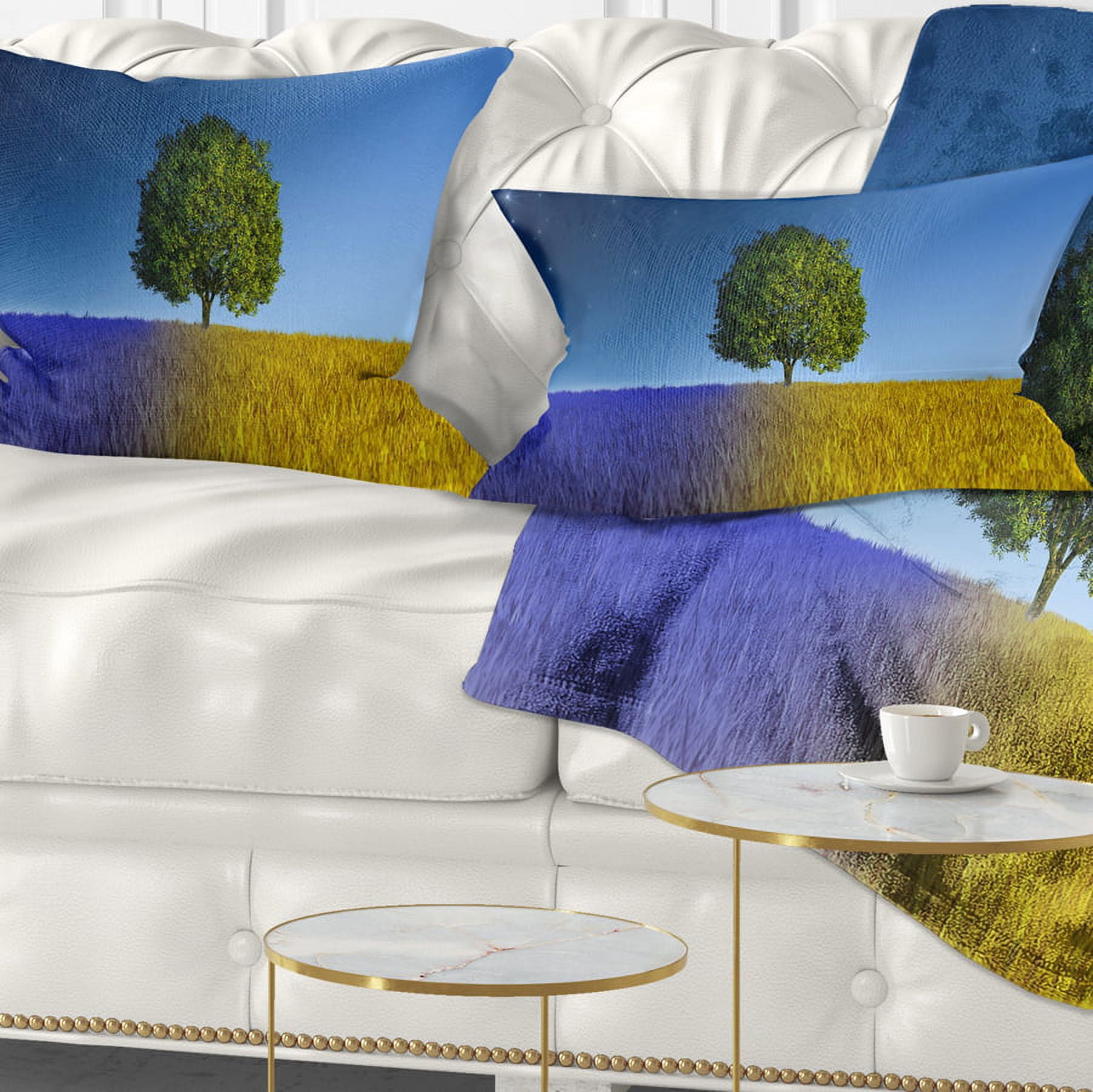 Designart Tree in Night and Day - Landscape Printed Throw Pillow - 12x20