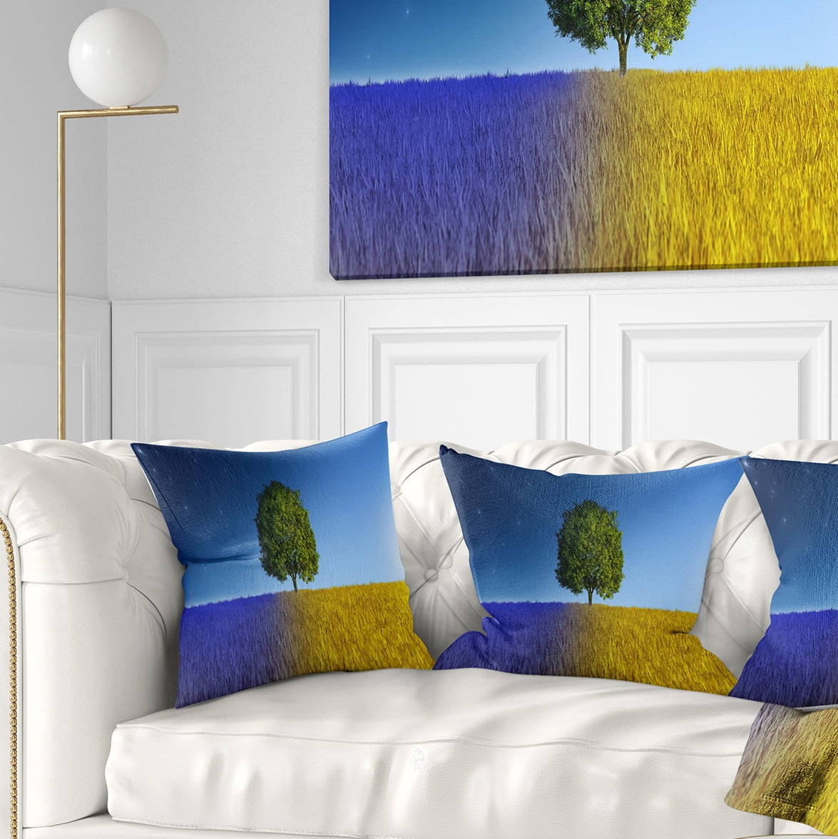 Designart Tree in Night and Day - Landscape Printed Throw Pillow - 18x18