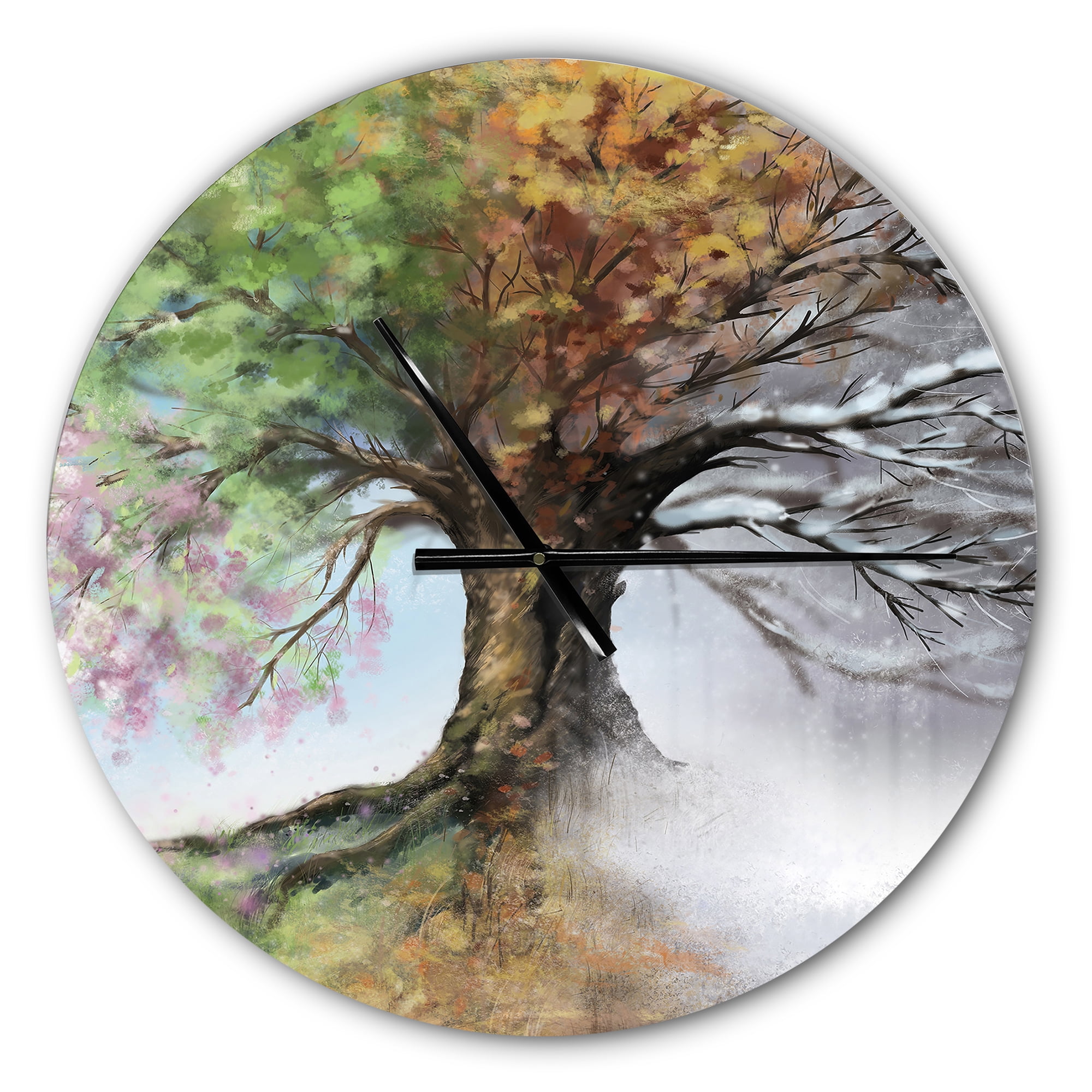 Designart 'Tree with Four Seasons' Metal Wall Clock