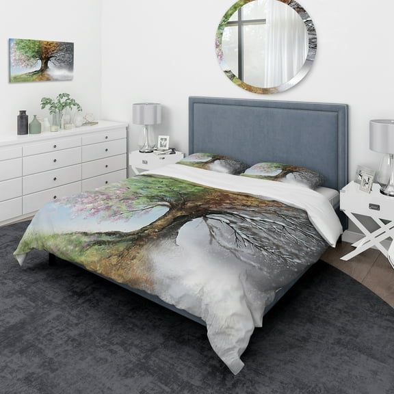 Designart 'Tree with Four Seasons' Traditional Duvet Cover Set
