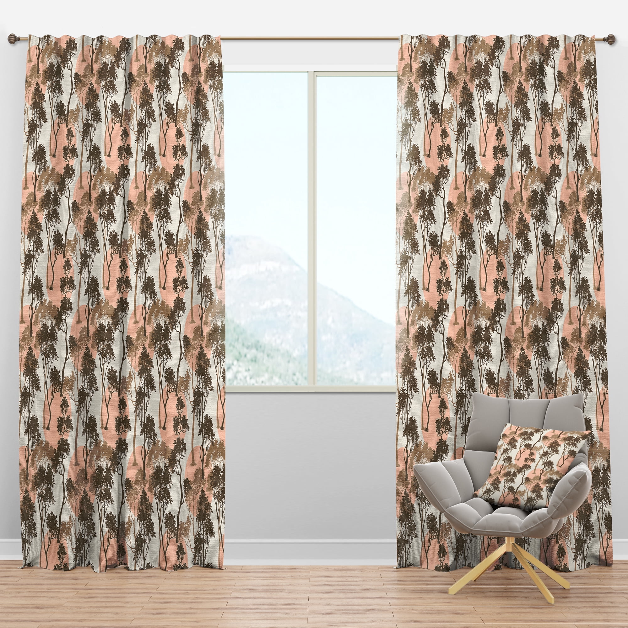 Designart 'Trees Pattern Under The Full Moon In Forest' Abstract Blackout Curtain Panel