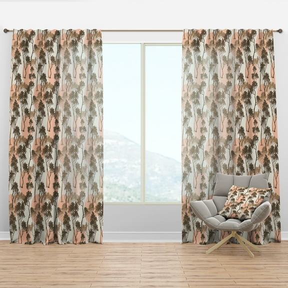 Designart 'Trees Pattern Under The Full Moon In Forest' Abstract Curtain Panel